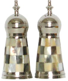 Salt & Pepper Shakers w/ Mother of Pearl Sides - Abalone