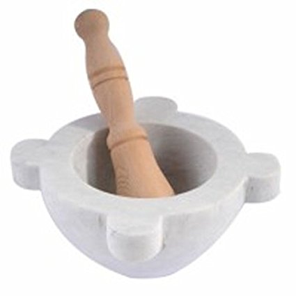 MARBLE mortar with pestle WOOD (16 cm) Marble Carrara Italy