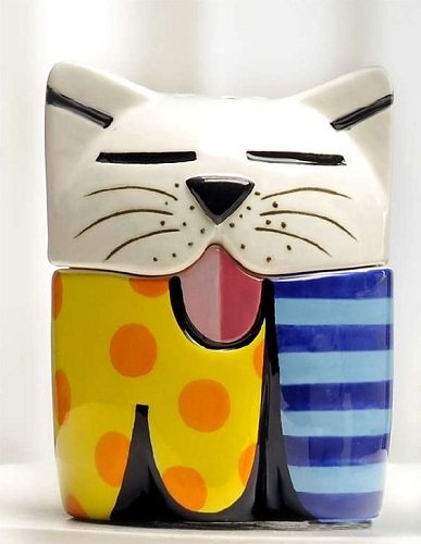 Romero Britto Cat Salt and Pepper Shaker Set of 2 Pieces