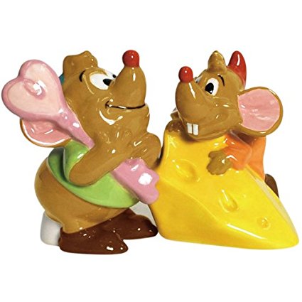 Westland Giftware Ceramic Magnetic Salt and Pepper Shaker Set, Disney Gus Gus and Jaq, 3.25-Inch, Set of 2