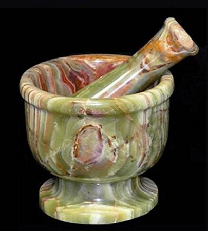 Green Onyx Stone Mortar and Pestle Set - Small, 4 Inch