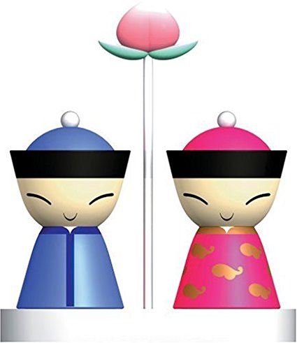 Alessi Mr. & Mrs. Chin Salt and Pepper Set - Blue/Red