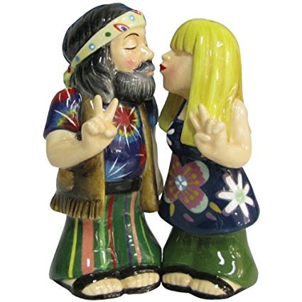 Westland Giftware Mwah Magnetic Hippie Couple Salt and Pepper Shaker Set, 3-3/4-Inch