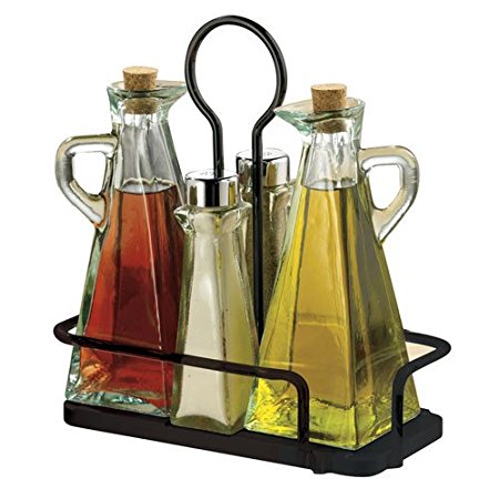 Tablecraft (61517NBK) 5-Piece Marbella Oil & Vinegar/Salt & Pepper Set