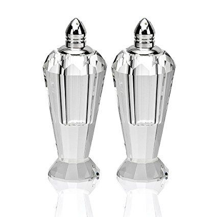 Badash Pair of Optical Crystal Salt and Pepper Shakers, Height 4-Inch