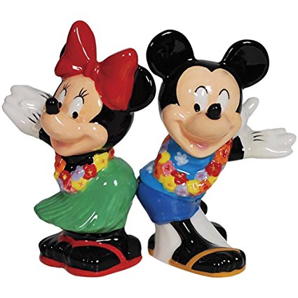 Disney Mickey and Minnie Mouse Hula Salt and Pepper Shaker Set Magnetized