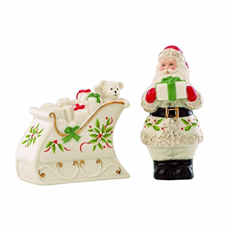 Lenox Holiday Santa & Sleigh Salt & Pepper Set