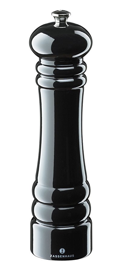 Zassenhaus Berlin 9.4-Inch Gloss Black Pepper Mill