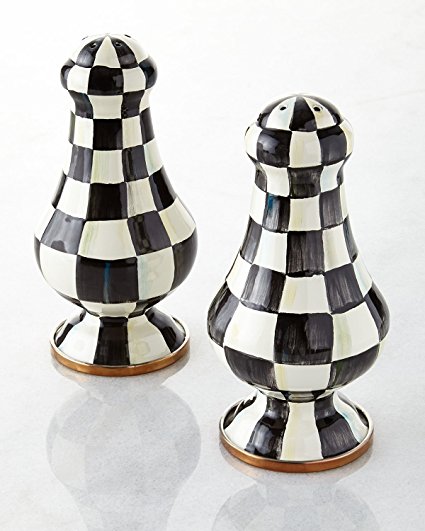 MacKenzie-Childs Courtly Check Enamel Large Salt & Pepper Shakers