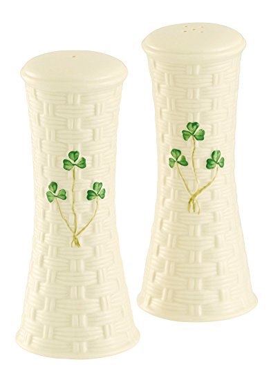 Belleek Group 1320 Shamrock 6.5-Inch Salt and Pepper Shaker, Large, White