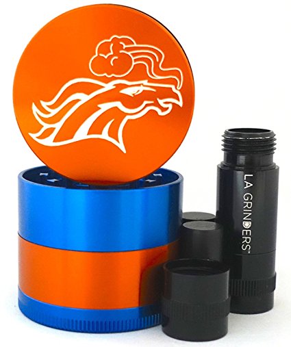 Santa Cruz Shredder Small 4 Piece Denver Broncos Matte Blue & Orange w/ La Grinders Pollen Press