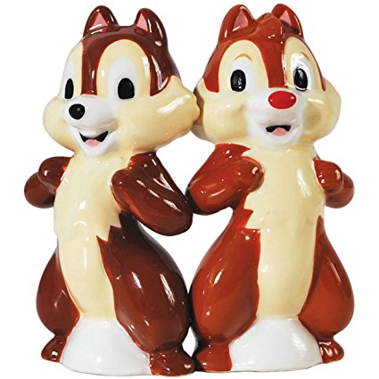 Westland Giftware Magnetic Ceramic Disney Chip and Dale Salt and Pepper Shaker Set, 4-Inch