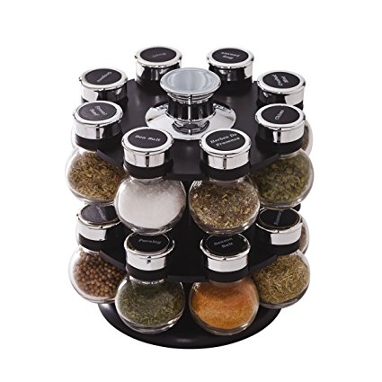 Kamenstein Ellington 16-Jar Revolving Spice Rack with Free Spice Refills for 5 Years