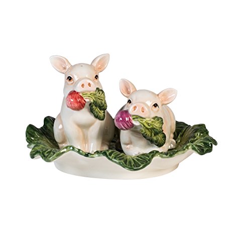 French Market Collection, Salt and Pepper Shaker Set, White/Green/Pink