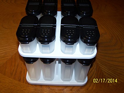 Tupperware Complete Spice Shaker Set With White Carousel and Black Shaker Tops