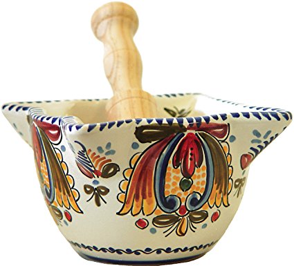 Ceramic Mortar and Pestle from Spain. Multicolor