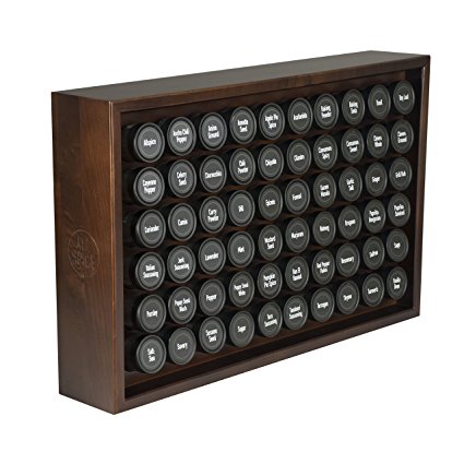 AllSpice Wooden Spice Rack, Includes 60 4oz Jars- Walnut