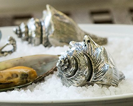 Vagabond House Pewter Conch Shells Salt and Pepper Shaker Set 2