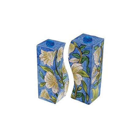 Yair Emanuel Salt and Pepper Shaker with Lily Flower Painting