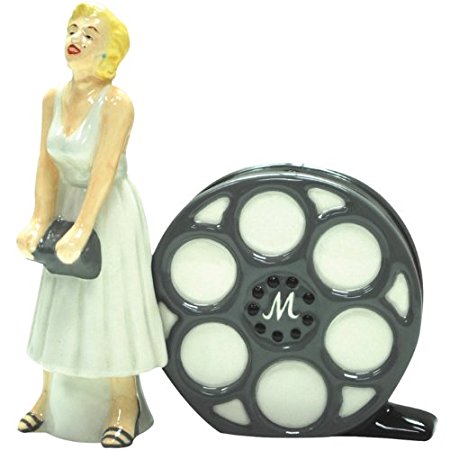 Westland Giftware Marilyn Monroe Magnetic White Dress Marilyn and Film Salt and Pepper Shaker Set, 4-1/4-Inch