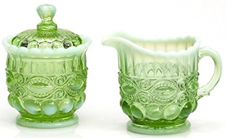 Creamer & Sugar - Green Opalescent - Eyewinker - Mosser USA