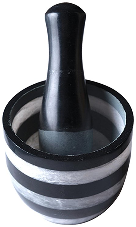 Be Home 58-50 Striped Marble Mortar and Pestle, Striped Marble