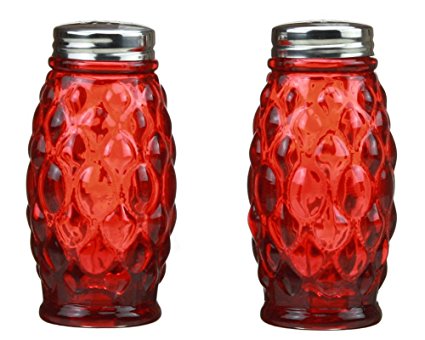 Ruby Red Glass Elizabeth Salt and Pepper Shaker Set