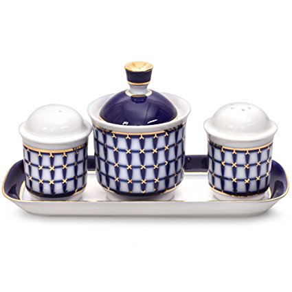 Imperial Porcelain Classics of Saint Petersburg Spice Shaker Set 22k gold Lomonosov porcelain