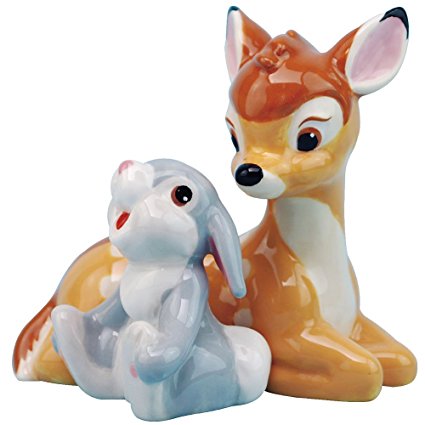 Westland Giftware Bambi and Thumper Magnetic Ceramic Salt & Pepper Shaker Set, Multicolor