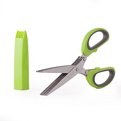 eparé Multipurpose Five (5) Blade Scissors w/ Cleaning Brush - Kitchen Shears to Chop Herbs
