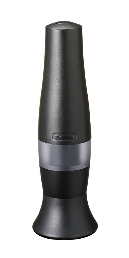 Kyocera CME-50-BK Advanced Ceramic Salt and Pepper Mill, Fast and Quiet, Battery Operated, Adjustable Coarseness Burr Grinder, Black