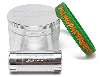 RAW American Made 4-Piece Grinder and Pollen Press with RPD Wristband