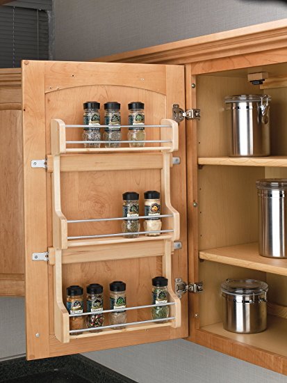 Rev-A-Shelf - 4SR-18 - Medium Cabinet Door Mount Wood 3-Shelf Spice Rack